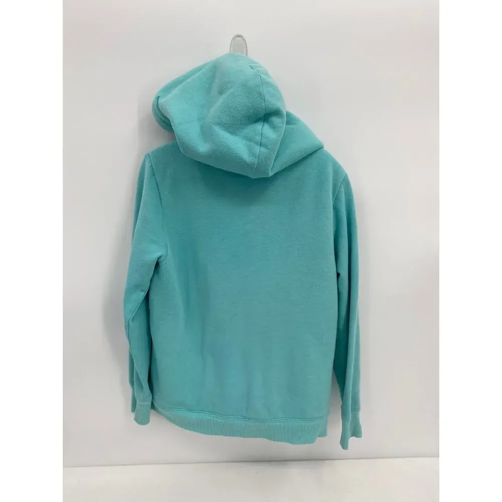 Justice Teal Blue Full Zip Girls Think Happy Thoughts Sherpa Lined Hoodie 7